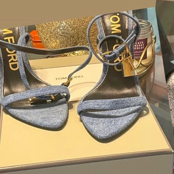 Tom Ford Shoes Tom Ford Denim Padlock Pointy Naked Sandal